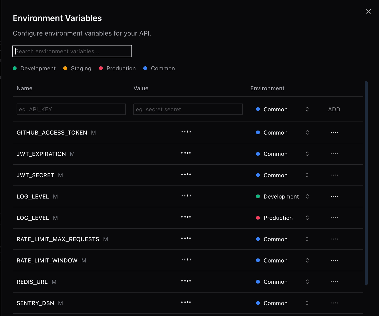 Environment Configuration Interface